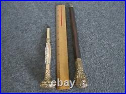 Set(2) Antique Parasol Umbrella Handle Gold Ball Abalone Wood Mother Of Pearl