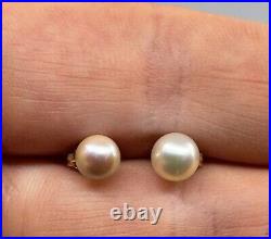 Set 2ps 14K Yellow Gold Pearl Earrings 2.2 gr