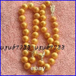 Set AAAA+++ 10-11MM GENUINE Southern Ocean gold pearl necklace 14k p GOLD