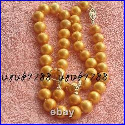 Set AAAA+++ 10-11MM GENUINE Southern Ocean gold pearl necklace 14k p GOLD