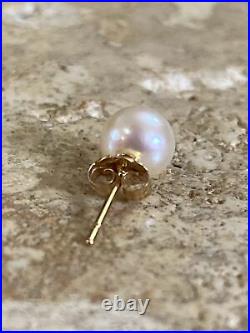 Set Genuine White Pearl Wrap Necklace Bracelet & Stud Earrings 14k Y Gold #1830