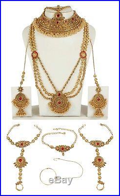 Set Indian Fashion Necklace Bollywood Gold Plated Wedding Earring Bridal Jewelry