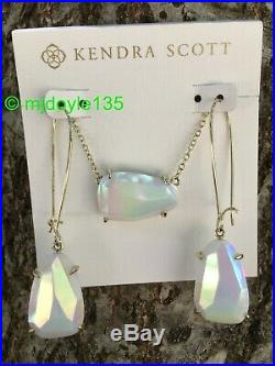 Set-Kendra Scott White Iridescent Isla Necklace & Nancy Drop Earrings Gold L@@K