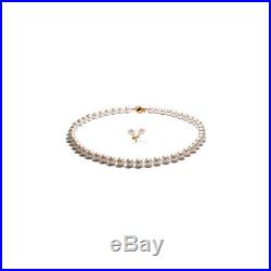 Set Necklace and earrings Cultured pearls AA and Yellow gold 983