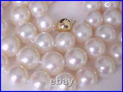 Set Of 10.5mm Genuine White Pearl Necklace & Earrings Solid 14k Yellow Gold