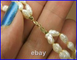 Set Of 14kt Yellow Gold Fresh Water Rice Pearl 3 Strand And Errings