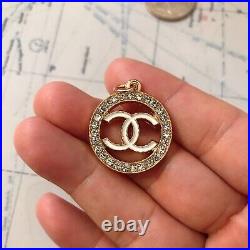 Set Of 4 Chanel CC Logo Stamped 24mm Metal Clear Rhinestones Pearl Zipper Pull