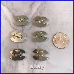 Set Of 6 Chanel Stamped Button 21.816mm Pearl Gold Metal