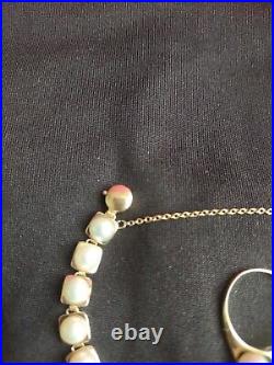 Set Of Ring & Bracelet 14k Yellow Gold And Pearl