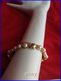 Set Of Ring & Bracelet 14k Yellow Gold And Pearl