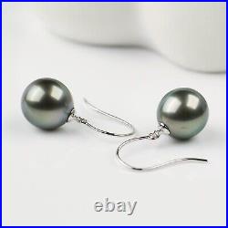 Set Tahitian Saltwater Pearl Drop Earrings&Pendant 18K Solid White Gold