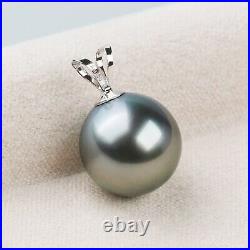 Set Tahitian Saltwater Pearl Drop Earrings&Pendant 18K Solid White Gold