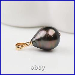 Set Tahitian Saltwater Pearl Drop Earrings&Pendant 18K Solid Yellow Gold