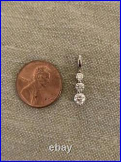 Set Three Stone Diamond Pierced Journey Earrings & Pendant 14K White Gold