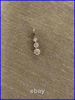 Set Three Stone Diamond Pierced Journey Earrings & Pendant 14K White Gold