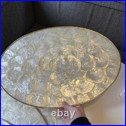 Set of 12 Mother of Pearl Capiz Shell Oval Placemats, Gold Trim 19 Vintage