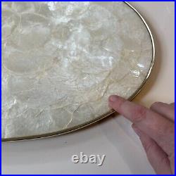 Set of 12 Mother of Pearl Capiz Shell Oval Placemats, Gold Trim 19 Vintage
