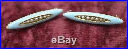 Set of 2 Antique L&A 14k Solid Gold, Blue Enamel, and Seed Pearl Lingerie Pins