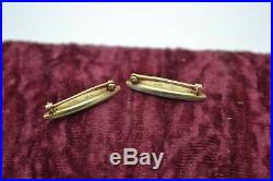 Set of 2 Antique L&A 14k Solid Gold, Blue Enamel, and Seed Pearl Lingerie Pins