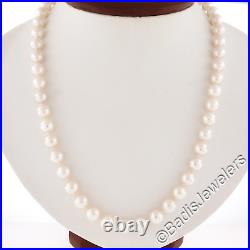 Set of 2 Interchangeable 7.5-8mm Pearl Strand Necklace with 18k Gold Diamond Clasp
