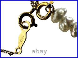 Set of 2 Vintage Marked 585 14K Gold and Rice Pearl Station Long Necklaces 16g