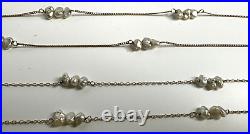 Set of 2 Vintage Marked 585 14K Gold and Rice Pearl Station Long Necklaces 16g