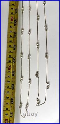 Set of 2 Vintage Marked 585 14K Gold and Rice Pearl Station Long Necklaces 16g