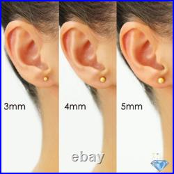 Set of 3! 14K Real Solid Gold Round Ball Bead Sleeper Studs Earrings Push-back