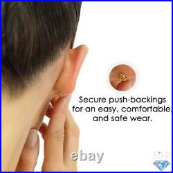 Set of 3! 14K Real Solid Gold Round Ball Bead Sleeper Studs Earrings Push-back