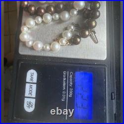 Set of TWO SOLID 14K GOLD genuine pearl bracelets-22.37 grams heavy