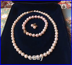 Set of Tiffany & Co. Akoya Pearls 16 Strand Rope Design 18K, PLUS EARRINGS