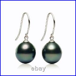 SetFlawless Teardrop Green Tahitian Pearl Earrings&Pendant 18K Solid White Gold