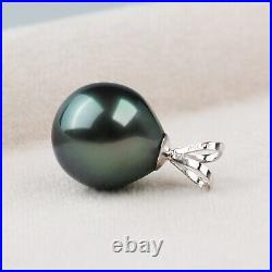 SetFlawless Teardrop Green Tahitian Pearl Earrings&Pendant 18K Solid White Gold