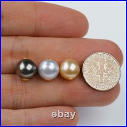 SetThree Multicolor South Sea&Tahitian Pearl Fulldrilled, 14K Solid Yellow Gold SetThree Multicolor South Sea&Tahitian Pearl Fulldrilled, 14K Solid Yellow Gold