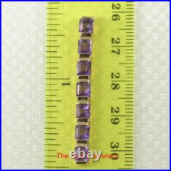 Seven 4x4mm Genuine Amethyst Pendant Set In 14kt Solid Yellow Gold TPJ