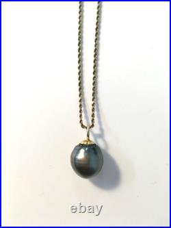 Shell Black Pearl Pendant And Necklace Set 14k Yellow Gold