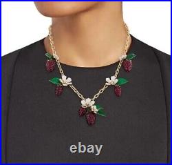Sign OSCAR DE LA RENTA Strawberry, Flower, Enamel Leaf Necklace & Earring SET