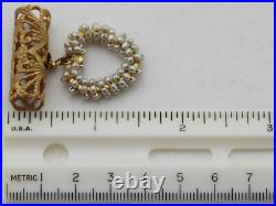 Signd MIRIAM HASKELL Gold Chain Necklace w 3 Interchangeable Pendants Pearl Set