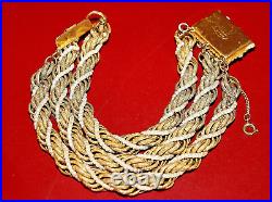 Signed Miriam Haskell Rope Seed Pearl Gold Bracelet & Matching Earrings SET