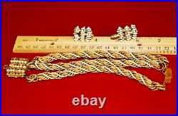 Signed Miriam Haskell Rope Seed Pearl Gold Bracelet & Matching Earrings SET