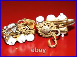 Signed Miriam Haskell Rope Seed Pearl Gold Bracelet & Matching Earrings SET