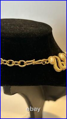 Signed Monet Vintage Gold Tone Faux Pearl Cabochons Necklace & Bracelet Set