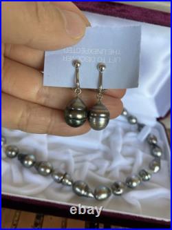 Silver/14k/18k Gold South Sea Tahitian Pearl Beaded Necklace & Earrings Set