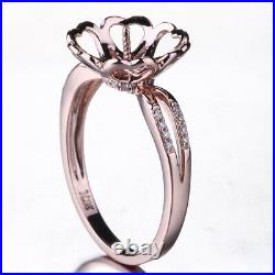 Solid 10k Rose Gold Round 8-12mm Pearl Diamonds Semi Mount Ring Setting Jewelry