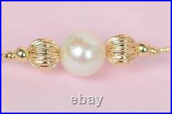 Solid 14K Yellow Gold Natural White Genuine Pearl Set