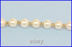 Solid 14K Yellow Gold Natural White Genuine Pearl Set