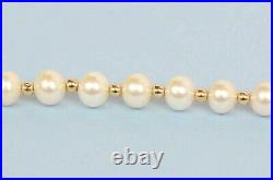 Solid 14K Yellow Gold Natural White Genuine Pearl Set