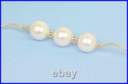 Solid 14K Yellow Gold Natural White Genuine Pearl Set