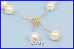 Solid 14K Yellow Gold Natural White Genuine Pearl Set