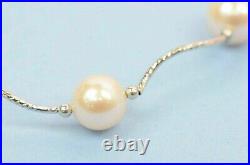 Solid 14k White Gold Charming Genuine White Pearls Set